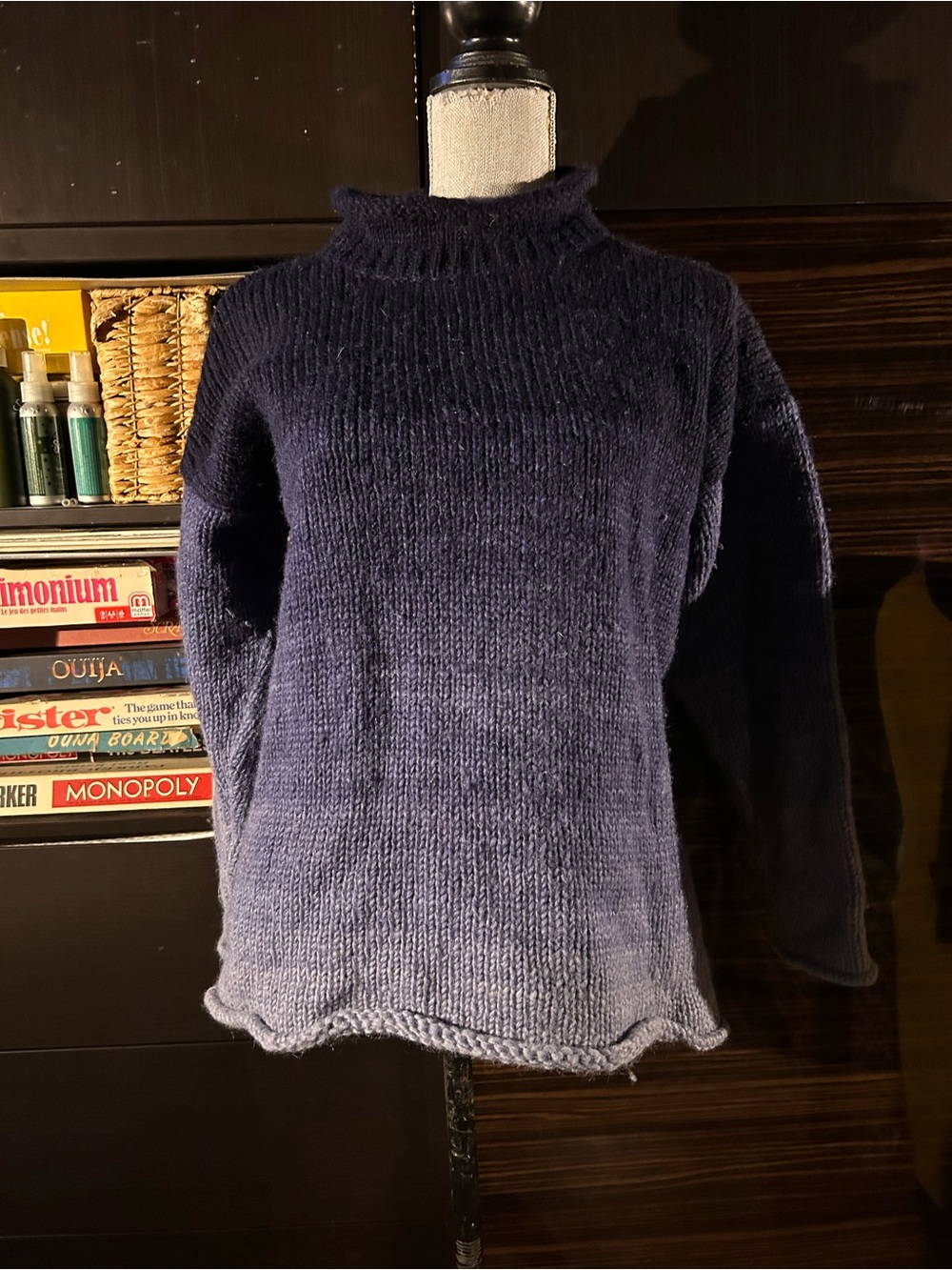 Classic NavyRoll Neck Women's Sweater 100% Wool
